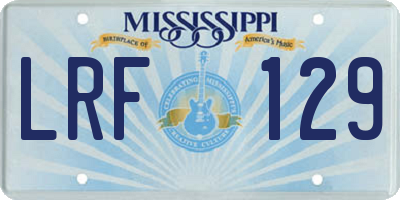MS license plate LRF129