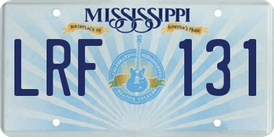MS license plate LRF131