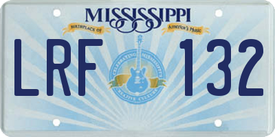 MS license plate LRF132