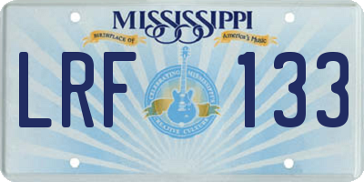 MS license plate LRF133