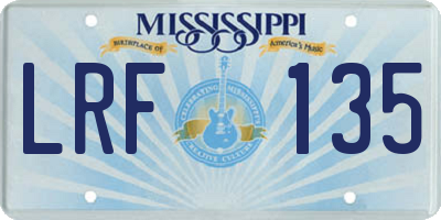 MS license plate LRF135