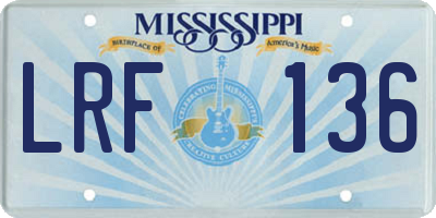 MS license plate LRF136