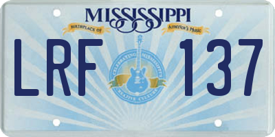 MS license plate LRF137