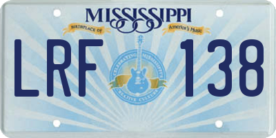 MS license plate LRF138