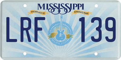 MS license plate LRF139