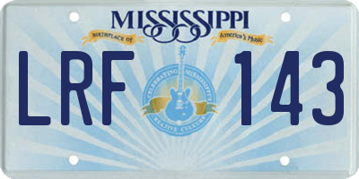 MS license plate LRF143