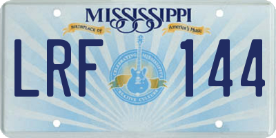 MS license plate LRF144