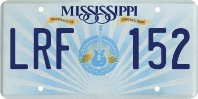MS license plate LRF152