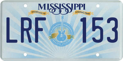 MS license plate LRF153