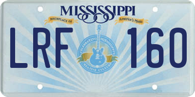 MS license plate LRF160