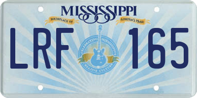 MS license plate LRF165