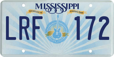 MS license plate LRF172