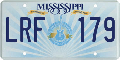 MS license plate LRF179