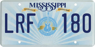 MS license plate LRF180