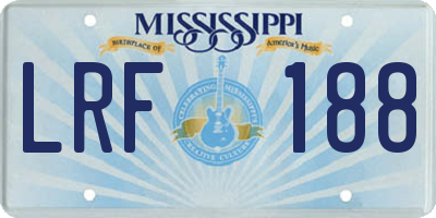 MS license plate LRF188