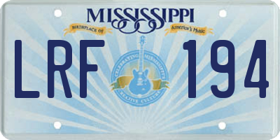 MS license plate LRF194