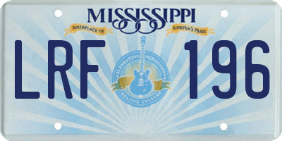 MS license plate LRF196