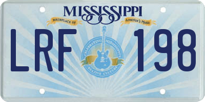 MS license plate LRF198