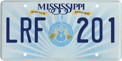 MS license plate LRF201