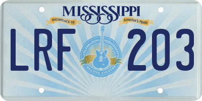 MS license plate LRF203