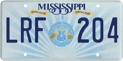 MS license plate LRF204