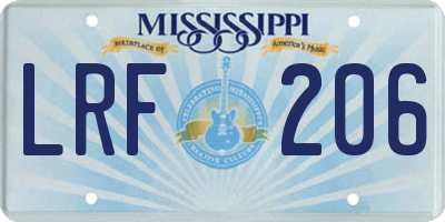 MS license plate LRF206