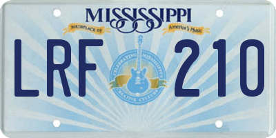 MS license plate LRF210