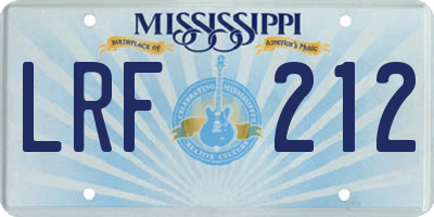 MS license plate LRF212