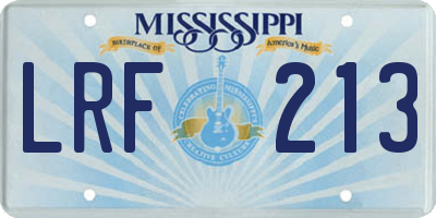 MS license plate LRF213