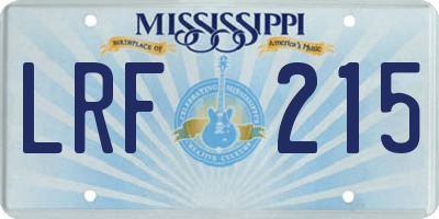 MS license plate LRF215
