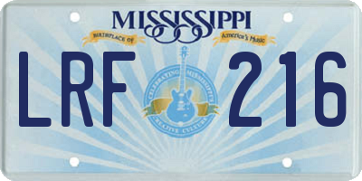 MS license plate LRF216