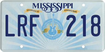 MS license plate LRF218