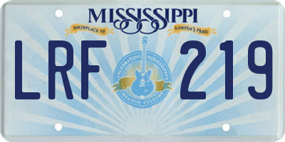 MS license plate LRF219