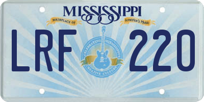 MS license plate LRF220