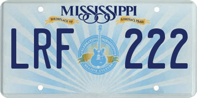 MS license plate LRF222