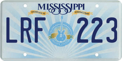 MS license plate LRF223