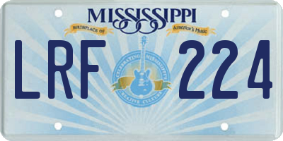 MS license plate LRF224