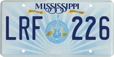 MS license plate LRF226