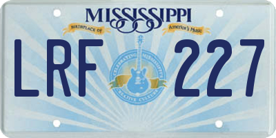 MS license plate LRF227