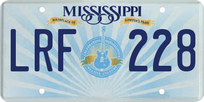 MS license plate LRF228