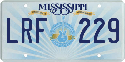 MS license plate LRF229