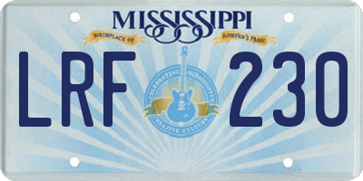 MS license plate LRF230
