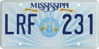 MS license plate LRF231