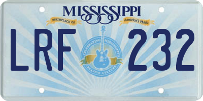 MS license plate LRF232