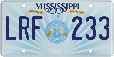 MS license plate LRF233