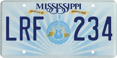 MS license plate LRF234