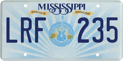 MS license plate LRF235
