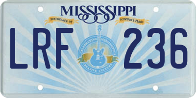 MS license plate LRF236