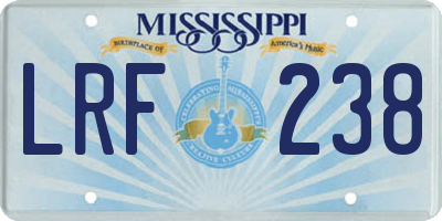MS license plate LRF238