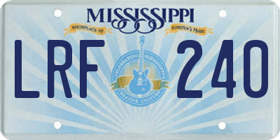 MS license plate LRF240